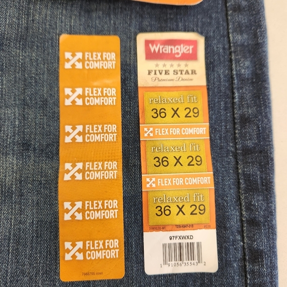 Wrangler Five Star Jeans Men’s 36x29 (Fits 36x30) Blue Cowboy Relaxed Fit Flex - Picture 7 of 14